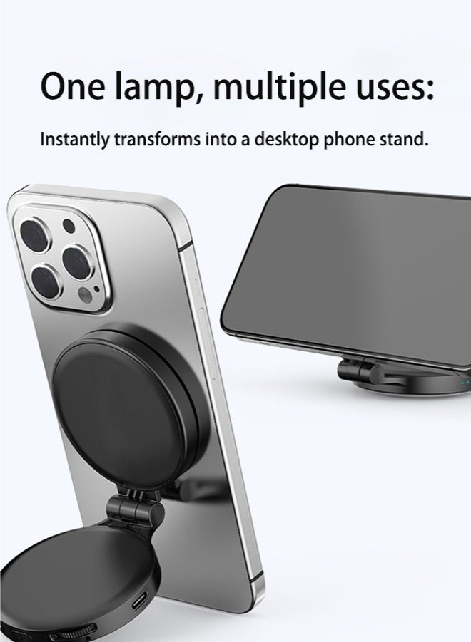 اوليو ضوء سيلفي مغناطيسي متعدد الاستخدامات، متوفر بثلاثة ألوان. ضوء سيلفي محمول، مناسب لأجهزة آيفون، والكاميرات، وأجهزة الكمبيوتر، وأجهزة الكمبيوتر المحمولة، وتيك توك، وأدوات التجميل، ومكالمات الفيديو، وتصوير الفيديو، وأجهزة التدوين. أسود. - Image 4